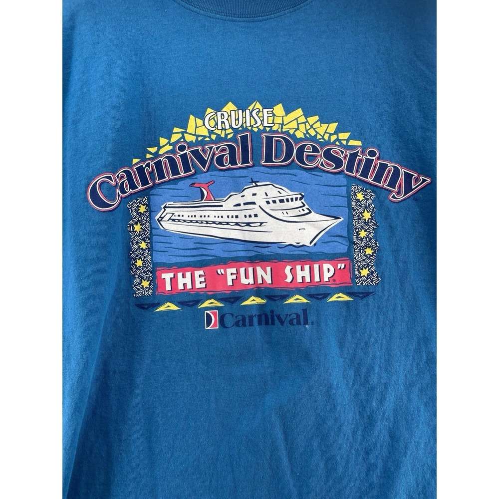 Vintage Carnival Destiny Fun Ship T Shirt XL Blue Cruise Ship Made In USA - Picture 4 of 7